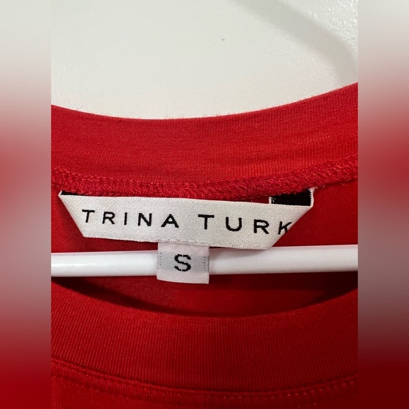 Trina Turk Women's Long Sleeve RoundNeck Blouse Red Sz Small (0221) - Picture 4 of 8